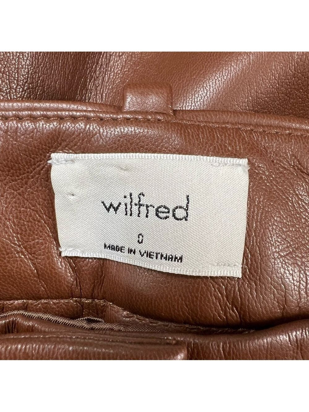 Aritzia Wilfred warm cognac pleated faux leather high rise CARROT pants 0 - Picture 12 of 14